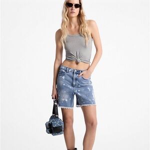 Michael Kors Blue and White Denim Shorts. Size  0